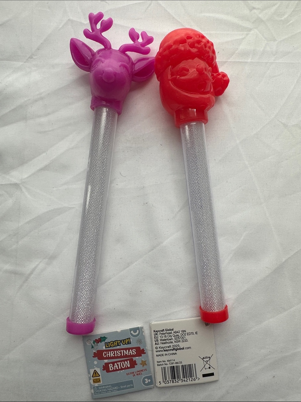 Keycraft Light Up Christmas Batons - Reindeer and Santa Set
